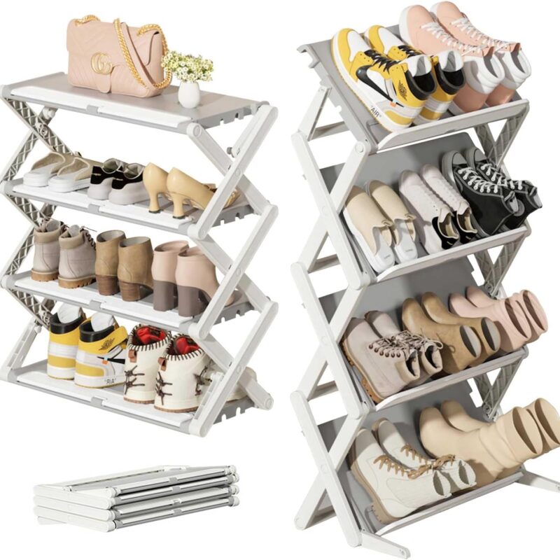 Foldable 4-Tier Space-Saving Shoe Organizer