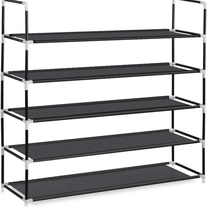 5-Tier Fabric Shoe Rack with Dust Cover